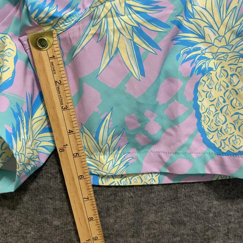 Chubbies The Low Tides Swim Trunks Mens 2XL Blue Pink Pineapple Print Mesh Beach